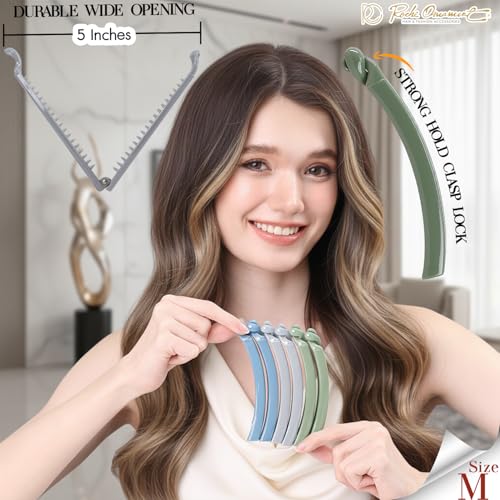 RC ROCHE 6 Pcs Banana Hair Clip Thin Hair Fine Ponytail Maker No Slip Small Claw for Women Secure Grip Jaw Clamp Cute Strong, Medium Whispers of Earth Collection - color: (Medium) Whispers of Earth
