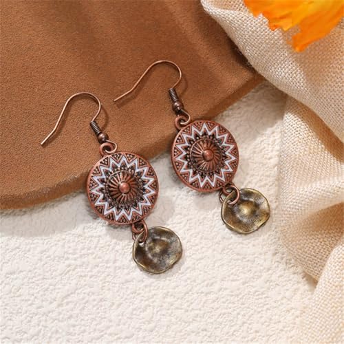 Handmade 70s 80s Retro Bohemian Teardrop Pearl Hollow Flower Wooden Leverback Dangle Drop Earrings Disc Round Bead Hook Earrings For Women