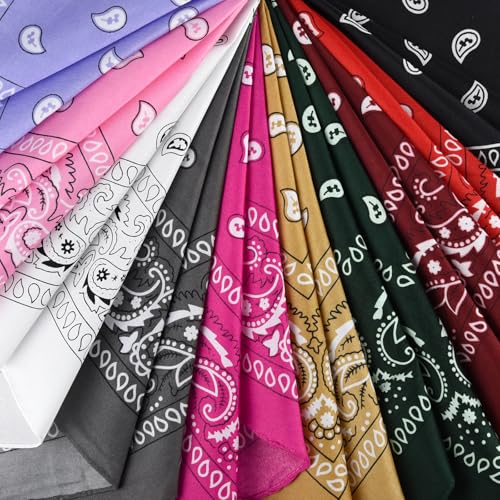 NACHLYNN 10/20pcs Paisley Bandanas Assorted Bandanas Cowboy Polyester Headbands Square Scarf Headwear - color: Multicolor
