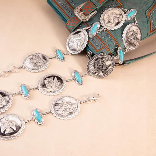 Montana West Rustic Couture's Large Western Concho Metal Belts for Women Cowgirl - color: Brilliant Turquoise
