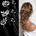 6 Pieces Bride Hair Pins Rhinestones Hair Accessories for Women Crystal Wedding Hair Piece for Bride Women Girls Bridesmaids(Silver) - color: Silver