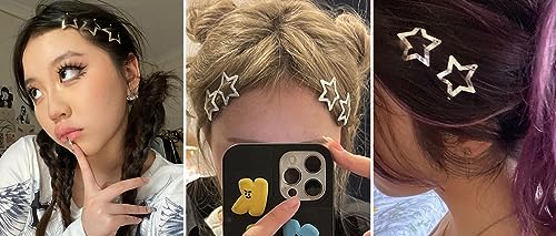 20 PCS 1.22" Star Hair Accessories - Non-Slip Metal Snap Clips and Barrettes for Girls & Women, Y2K Style - color: 1.22" Silver(20PCS)