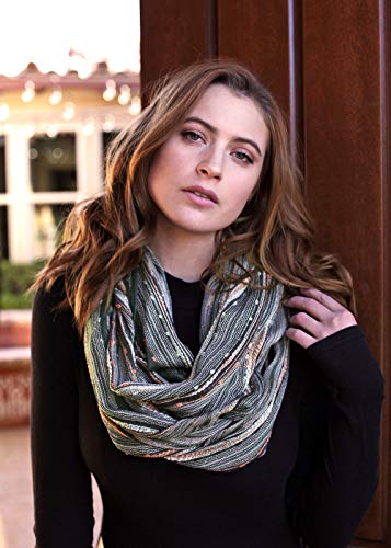 Anika Dali (15 Colors) Shimmer Sparkle Infinity Scarf, Women's Festival Bliss Lightweight Fashion Shawl - color: Forest Emerald Green