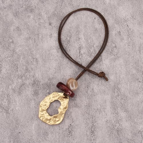 Leather Necklace for Women Vintage Boho Necklaces Black Cord Choker With Pendant Casual Chunky Leather Necklace Trendy - style: Cord Pendant Necklace