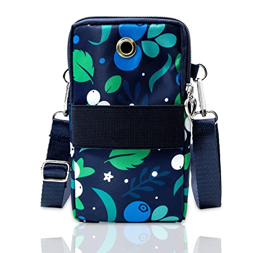 BIAOTIE Lightweight Small Crossbody bags Cell Phone Purses Travel Pouch Shoulder Bag for Women - color: Dark Blue Leaves