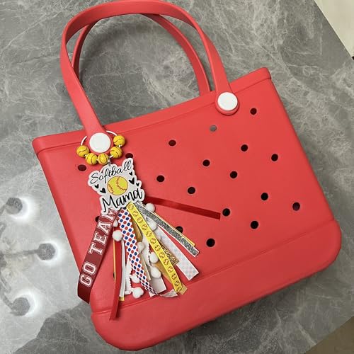 Baseball Softball Soccer Football Volleyball Sports Mom Charms for Bogg Bag Accessories Tassel Backpack Gifts - style: Softball Mom