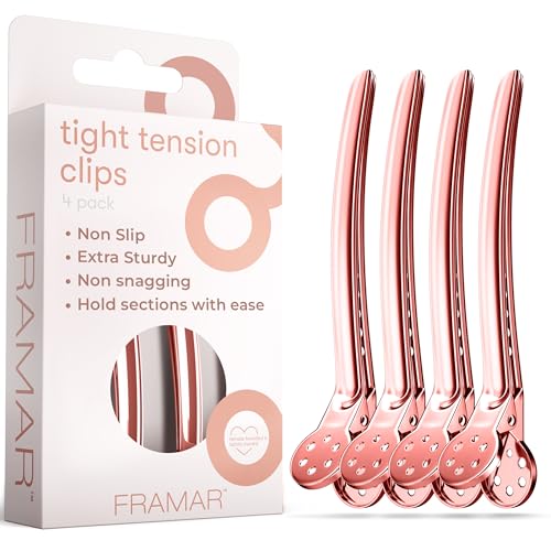 Framar Rose Gold Metal Hair Clips For Styling - Professional Hair Styling Clips, Hair Sectioning Clips, Salon Hair Clips Metal, Hairclips, Hair Salon Supplies – Extra Strong Hold – 4 Pack - color: Rose Gold