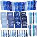 Skylety 12 Set/ 48 Pcs Christian Gifts for Women Men Religious Gift Set 16 oz Bible Scripture Cups with Lids Mini Spiral Notebooks Pens Keychains for Mother Father Birthday(Blue Gradient) - color: Blue Gradient