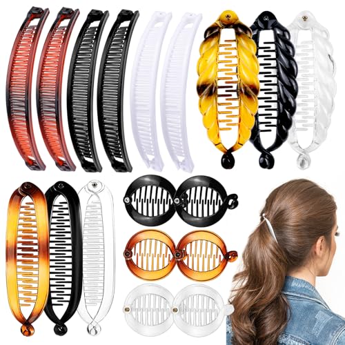 18 PCS Banana Hair Clips Classic Clincher Combs Fishtail Hair Clip Ponytail Hair Holder for Women Girls, 4 Styles
