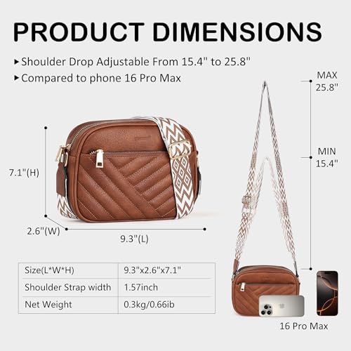 TANTOMI Small Crossbody Bags for Women Trendy, Cell Phone Purses Wallet with 4 Card Slots, Small Purses with Adjustable Strap - color: Brown