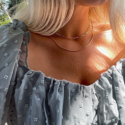 CHESKY Layered Necklaces for Women, 14K Gold Plated Chain Necklace Women Trendy Cuban Link Paperclip Chain Toggle Clasp Necklace Fashion Chunky Jewelry for Women - style: Paperclip/Box-GD