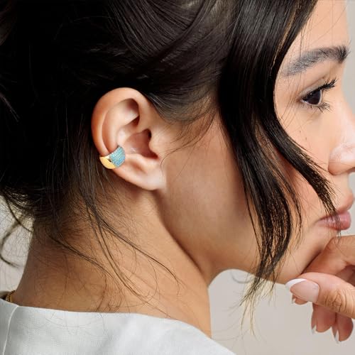 FETTERO Ear Cuff Earrings for Women Non Piercing 14K Gold Plated Ear Cuffs for Non Pierced Ears Clip on Cartilage Earring Ligthweight Fake Earrings | Single - style: Pave Tur