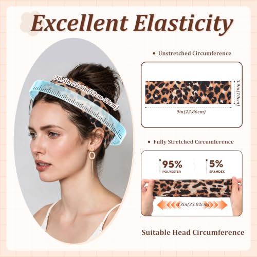 AWAYTR 6Pcs Wide Headbands for Women Non Slip Soft Elastic Hair Bands for Women's Hair for Workout Sports - color: Leopard print