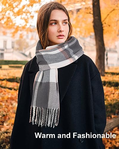 Loritta Womens Scarf Fashion Long Plaid Shawls Wraps Big Grid Winter Warm Lattice Large Scarves Gifts - color: S-light Gray Beige Lattice