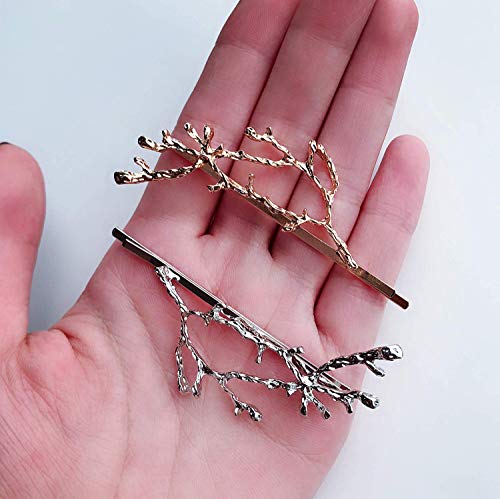 10pcs Minimalist Dainty Gold Silver Metal Hairpin Leaf Hair Clip Clamps,Metal Branches Hairpin Hair Accessories, Best Christmas Gifts