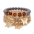 Boho Wooden Beads Bracelets Bohemian Bracelet Stack for Men Women Wood Beaded Bracelet Set - color: P