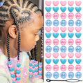 60PCS Hair Beads for Braids Pink Blue Heart Shape Loc Bead Jewelry AB Color Round Dreadlock Beads Hair Accessories - color: Blue&Pink
