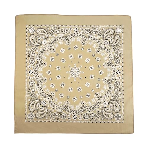 Single Pack Bandanas 60s Premium Cotton Soft Thin Handfeel Large Handkerchief for Men and Women - color: Beige