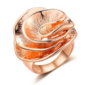 Mytys Cocktail Rings for Women Fashion 18K Gold Plated & Silver Flower Statement Ring Wedding Engagement Party Jewelry Gift - color: Rose Gold