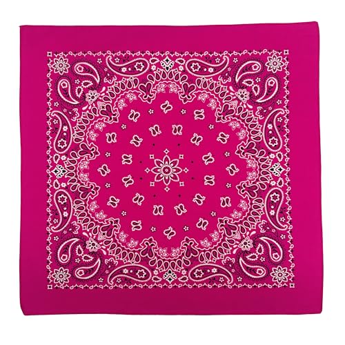 Classic Paisley Bandanas - 3 Pack Gift Set, 100% Cotton, 22x22 Inches - color: Pink