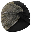 XYIYI Chemo Headwear Turban for Women, Cancer Patients Head Wrap Cover Hat for Hair Loss - color: Black Gold