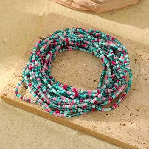 xuzhiyuan 18Pcs Boho Beaded Bracelets Set for Women Bead Stackable Stretch Bracelets, Colorful Handmade Jewelry for Beach, Party - color: Green
