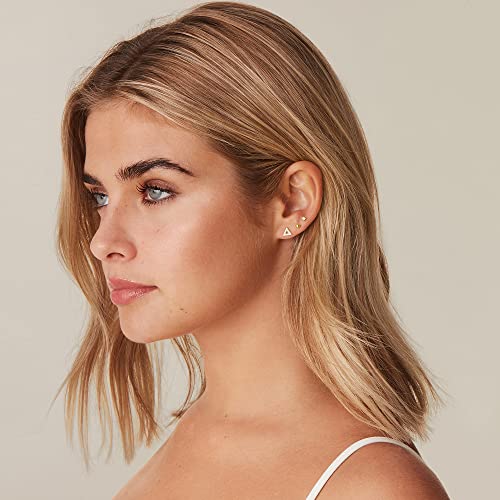 PAVOI 14K Gold Plated 925 Sterling Silver Stud Earrings for Women - Dainty Geometrical Bar Triangle Heart Earrings - Valentines Day Trendy Jewelry - style: Delta