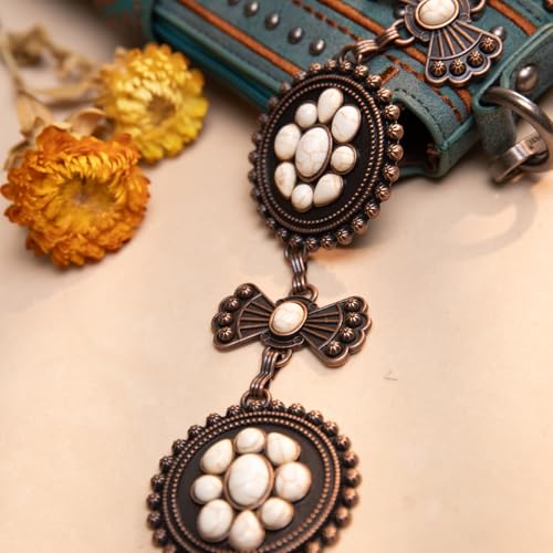 Montana West Rustic Couture's Large Western Concho Metal Belts for Women Cowgirl - color: White Sand