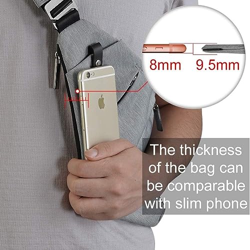 OSOCE Crossbody Sling Bag, Water-Resistant Anti Theft Chest Pack, Minimalist Commuter Daypack for Travel Hiking Work - color: 1.0 Grey, size: Small