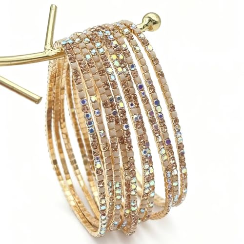 10 Pieces Women's Tennis Bracelet Set 2mm Extra-fine Delicate Rhinestones Adjustable Stackable Stretch Bracelet Wedding Party Jewelry Gifts - color: G-Coffee+Peach