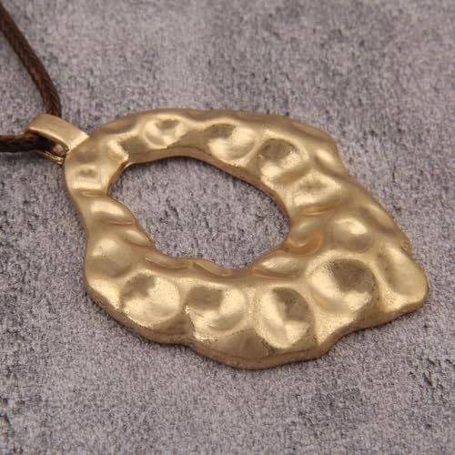 GelConnie Leather Necklaces Turquoise Long Boho Necklaces for Women Brown Chunky Circle Pendant Chocker Necklace Gold Sweater Necklace - style: Boho Statement Necklace