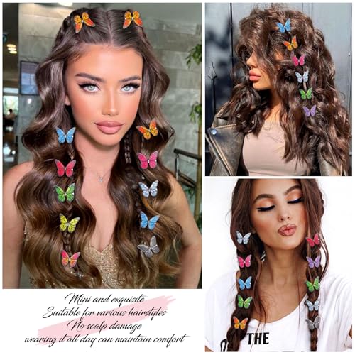 20Pcs Butterfly Hair Clips for Women Moving Glitter Butterfly Clip Fairy Accessories Bright Style - color: Bight