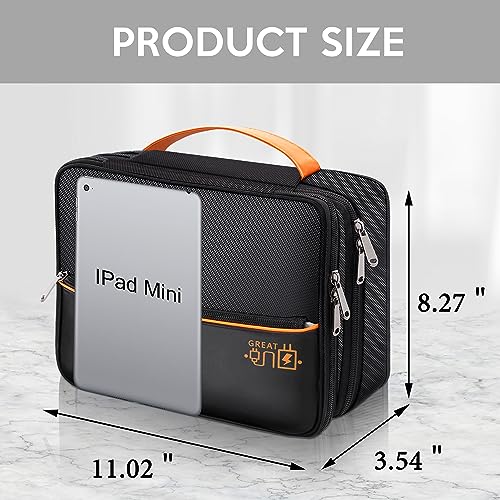 CILLA Electronic Organizer Travel Case, Travel Cord Organizer Case Portable Waterproof Cable Organizer Bag for Charger, Cord, USB, Power Bank, Earphone - color: zipper-black
