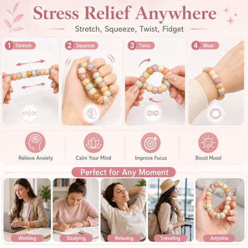 Fidget Bracelet Natural Bodhi Seeds Beaded Bracelets Zen Fidget Stretch Bracelets Alleviate Anxiety Stress Protection Healing Bodhi Jewelry Gifts for Women Men - color: A1:Fidget Bracelet