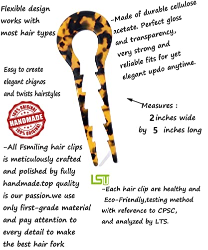 French Hair Pins Tortoise Shell French Hair Forks U Shaped French Pins 2 Prong Hair Sticks Acetate Chignon Pin for Women Hairstyle Accessories 2 Pack - color: tortoise shell hair hins 2 pack