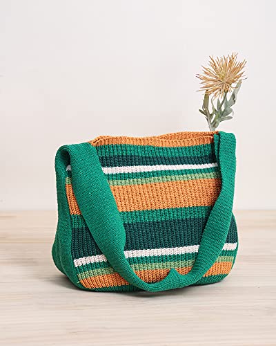 ENBEI Women's Crochet Tote Bag Knit Shoulder bag,Aesthetic Bag,Cute Eco-Friendly Tote for Travel,Daily Use,Gift Box Packaging - color: Green-a