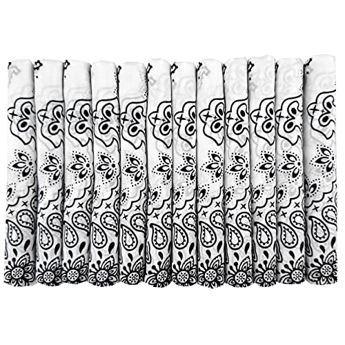 Bandanas Gift Set 12 Pack Soft Thin Handfeel Cotton Bandanna Scarf for men - color: White