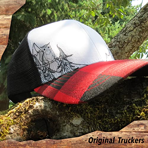 Grace Folly Beach Trucker Hats for Women- Snapback Baseball Cap for Summer - color: Red Plaid Mountain