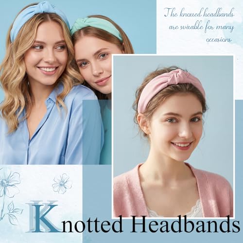 obeoby 8Pcs Girls Headbands, Knotted Headbands for Teen Girls Bachelorette Christmas Pool Party Outfit Light Multicolor Series Summer Hairband Hair Accessories Trendy Stuff - color: Light color series