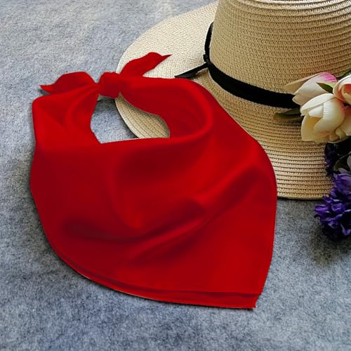 Ciormis 100% Mulberry Silk Scarf-Women's 21''/27''Square Silk Hair Head Scarf Neckerchief with Gift Packaged - color: 21''x 21''-style 20-red