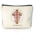 Christian Proverbs 31 Woman Makeup Bag, Coquette Pink Bow Cross Cosmetic Bags for Women, Christian Bible Verse Gifts for Women, Preppy Aesthetic Zipper Makeup Pouch - color: 01-Proverbs 31