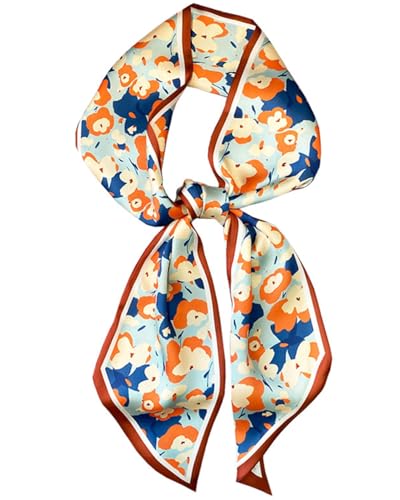 Purse Scarf For Handbags Head Scarves For Women's Hair Bags Scarfs Long Skinny Scarves Fashion Silky - color: A25-orange Graffiti