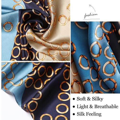vimate 100% Large Silk Feeling Scarf-Women's Fashion Long Mulberry Silk Satin Neck Scarf Sunscreen Shawl Wrap Headscarf - color: Style 20