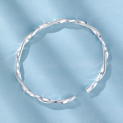 925 Sterling Silver Bracelets Open Adjustable Bangle Bracelet Teardrop Water Drop Cuff Bangles for Women - color: Pattern 5