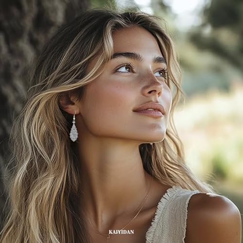 Silver Dangle Earrings For Women Trendy,Boho Cute Drop Western Earings,Vintage Gothic Ethnic Statement Beach Vacation Long Earrings with Leaf Teardrop Turquoise Crystal Tassels,Fashion Jewelry Birthday Gift. - color: A12) Retro Floral Carved Dangle