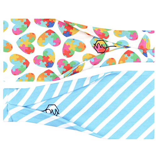 Maven Thread Wide Workout Headbands for Women – Non-Slip Sweatbands for Gym, Running & Yoga - color: Autism Awareness