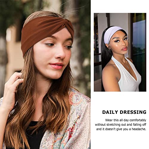 AQOKKA Elastic Knotted Headbands for Women Criss Cross Head Bands for Women's Hair Non Slip Boho Wrap Twisted Hair Accessories - color: 16 Pack: Solid C