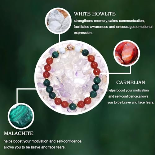Strong Healing Crystal Bracelet 8MM Genuine Stone Bracelet Lucky Beaded Bracelet Chakra Bracelet 6.5 inch Positive Energy Inspirational Gifts for Women Mom - style: Christmas