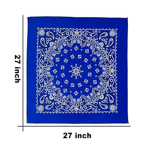 Bandana Single Pack Soft Thin 27 inch Cotton Paisley Extra Large Headwear - color: Royal Blue