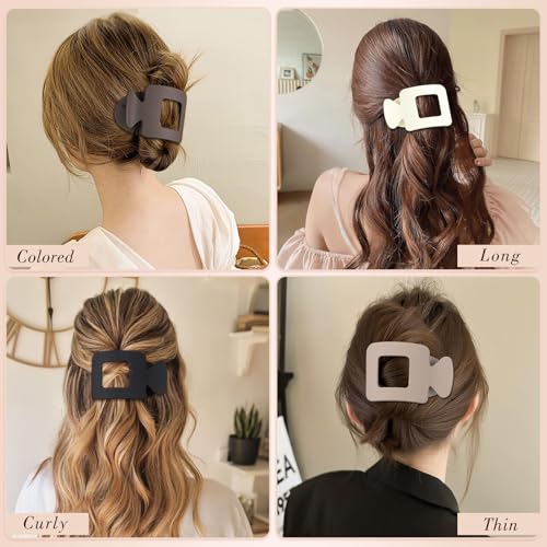 Obeoby 6 PCS Flat Claw Clips for Women, French Flat Hair Clips Large Hair Barrettes Accessories - color: Neutral